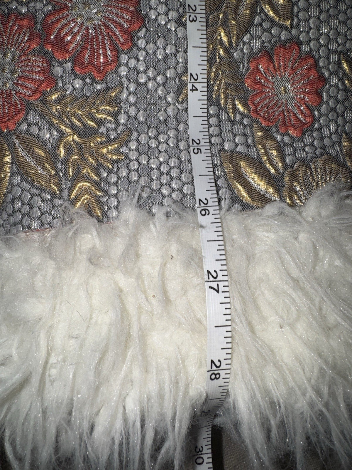 Johnny Was XXL Plus Faux Fur Sherpa Coat Jacket Silver & Pink Shearling Tassels Johnny Was