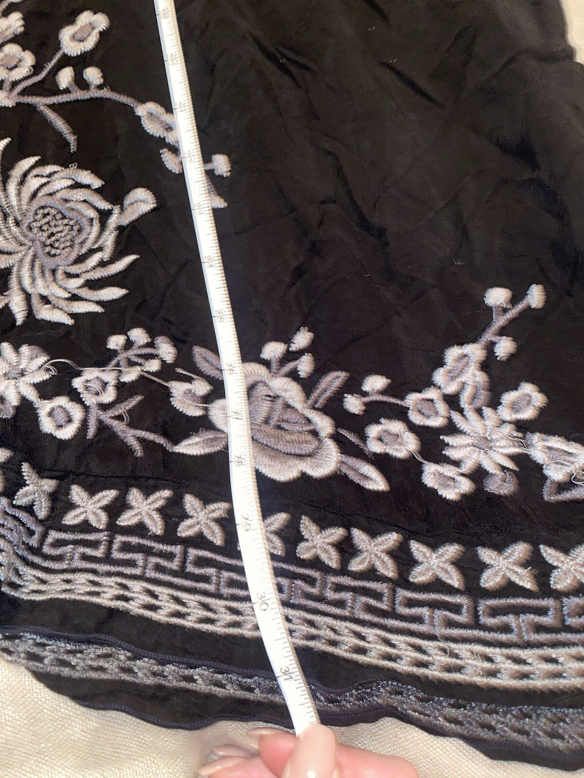 Johnny Was XL Silky Black Kimono Wrap Top Embroidered Black Duster Jacket Floral Johnny Was