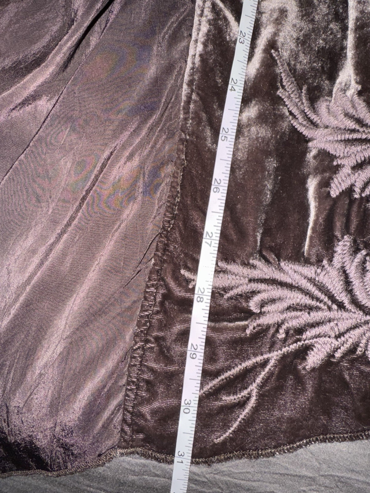 Johnny Was L Brown Velvet & Silk Panel Kimono Embroidery Wrap Cardigan Jacket Johnny Was