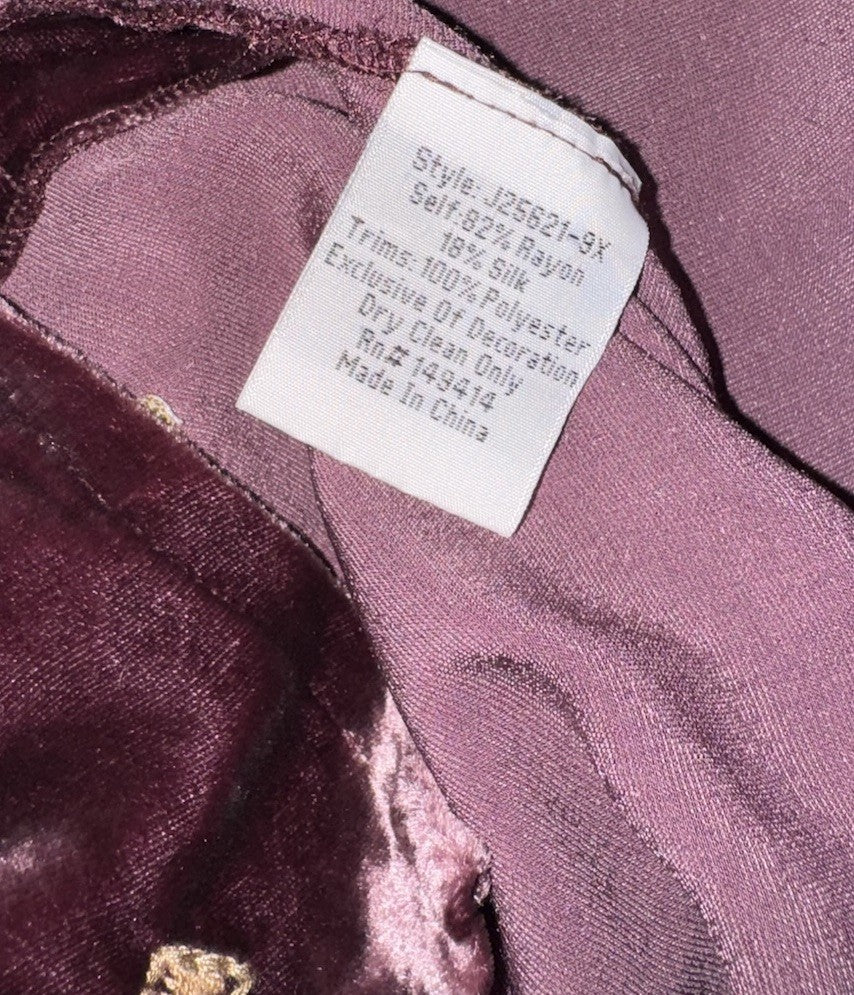 Johnny Was 1X Plus Burgundy Velvet Mini Shift Dress Peasant Tunic Embroidery Johnny Was