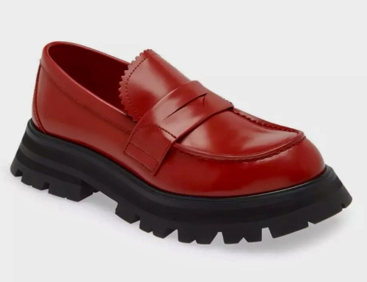 Alexander McQueen Wander Women's Red Leather Platform Loafer Shoes IT 41 / US 11 Alexander McQueen