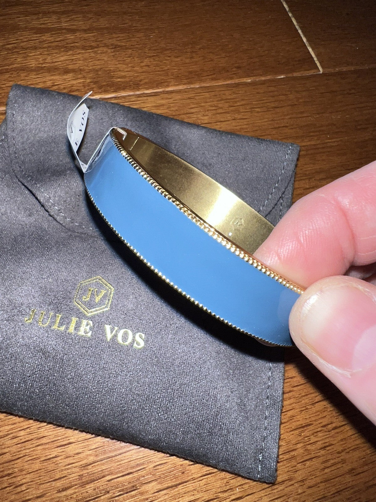 Julie Vos Enamel Hinge Bangle Bracelet in a Beautiful Blue Julie Vos