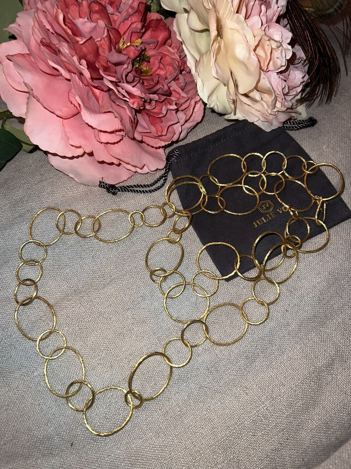 Julie Vos Long Link Necklace 36” 24k Gold Plated Julie Vos