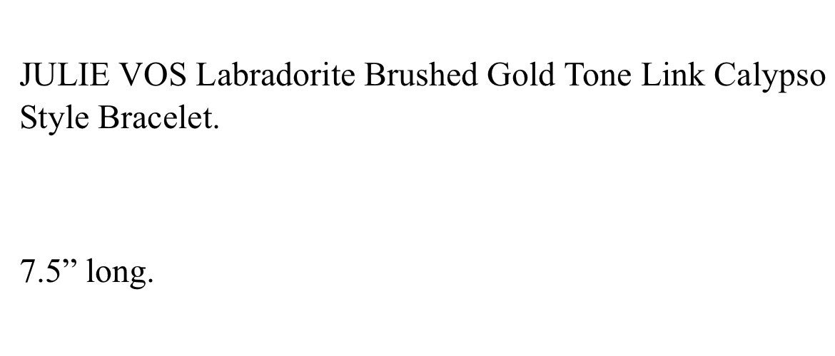 New Julie Vos Calypso Real Labradorite Toggle Link Bracelet 24K Gold Plated Julie Vos