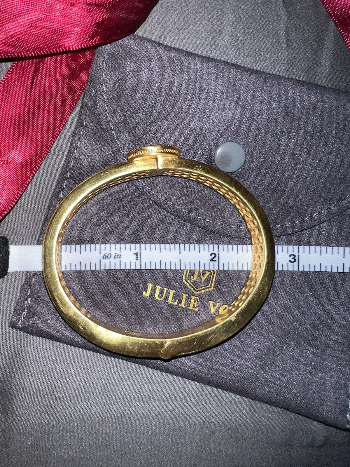 Julie Vos Coin Medallion Hinged Cuff Bangle Bracelet 24k Gold Plated & CZ Julie Vos