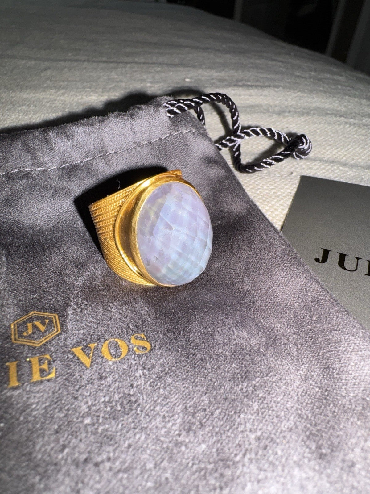Julie Vos 7 Iridescent Heather Lavender Statement Ring ADJUSTABLE 24K Plated Julie Vos