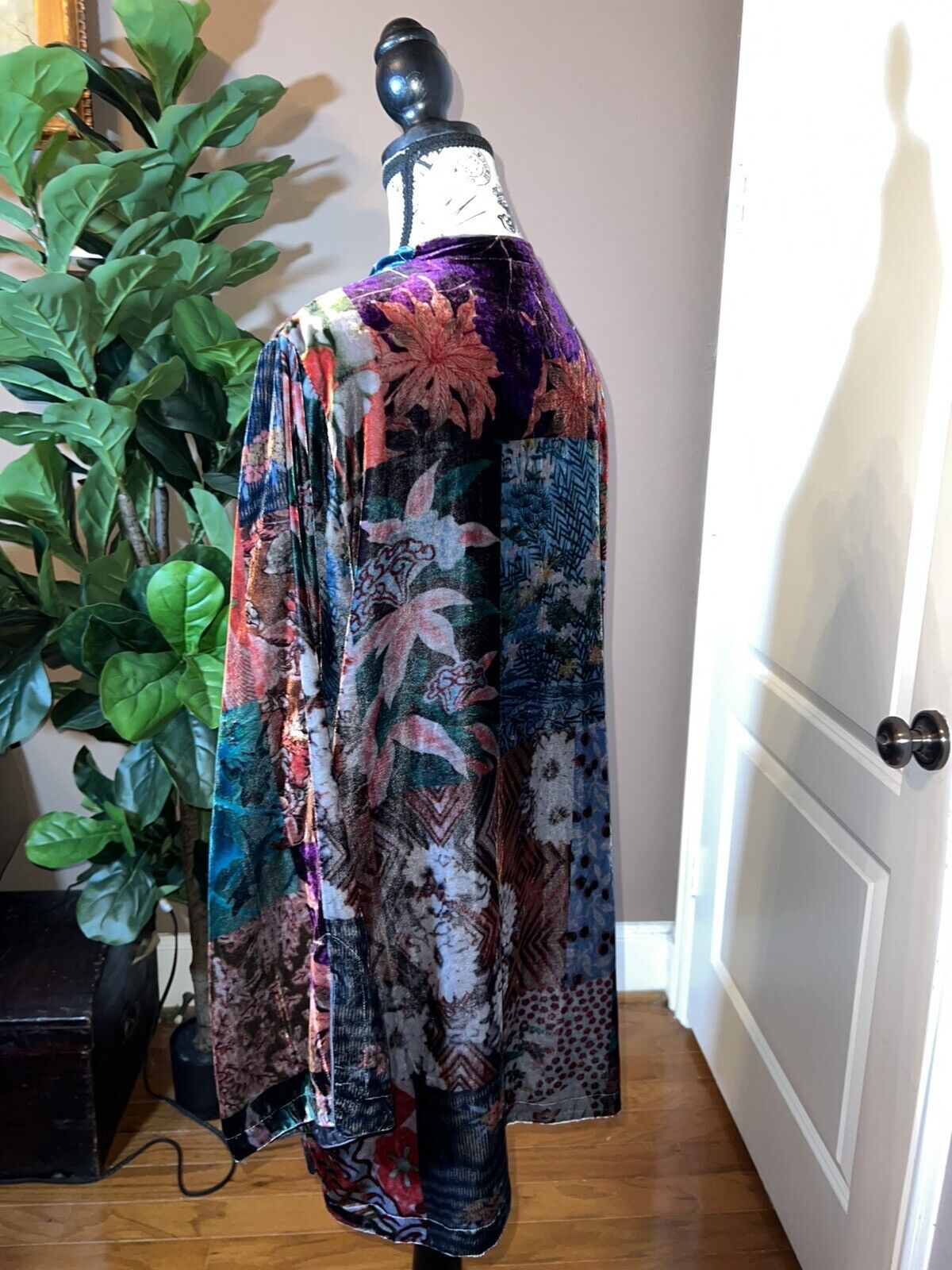 Johnny Was Jewel Tones Velvet Tunic Top Mini Dress Long Sleeve Sz XL Kimono