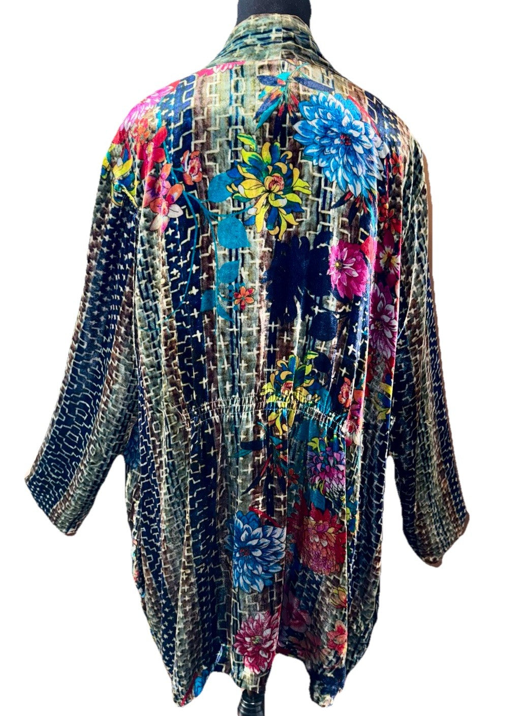 Johnny Was XXL Plus Velvet & Silk Kimono Wrap Jacket Cardigan Duster Floral Johnny Was