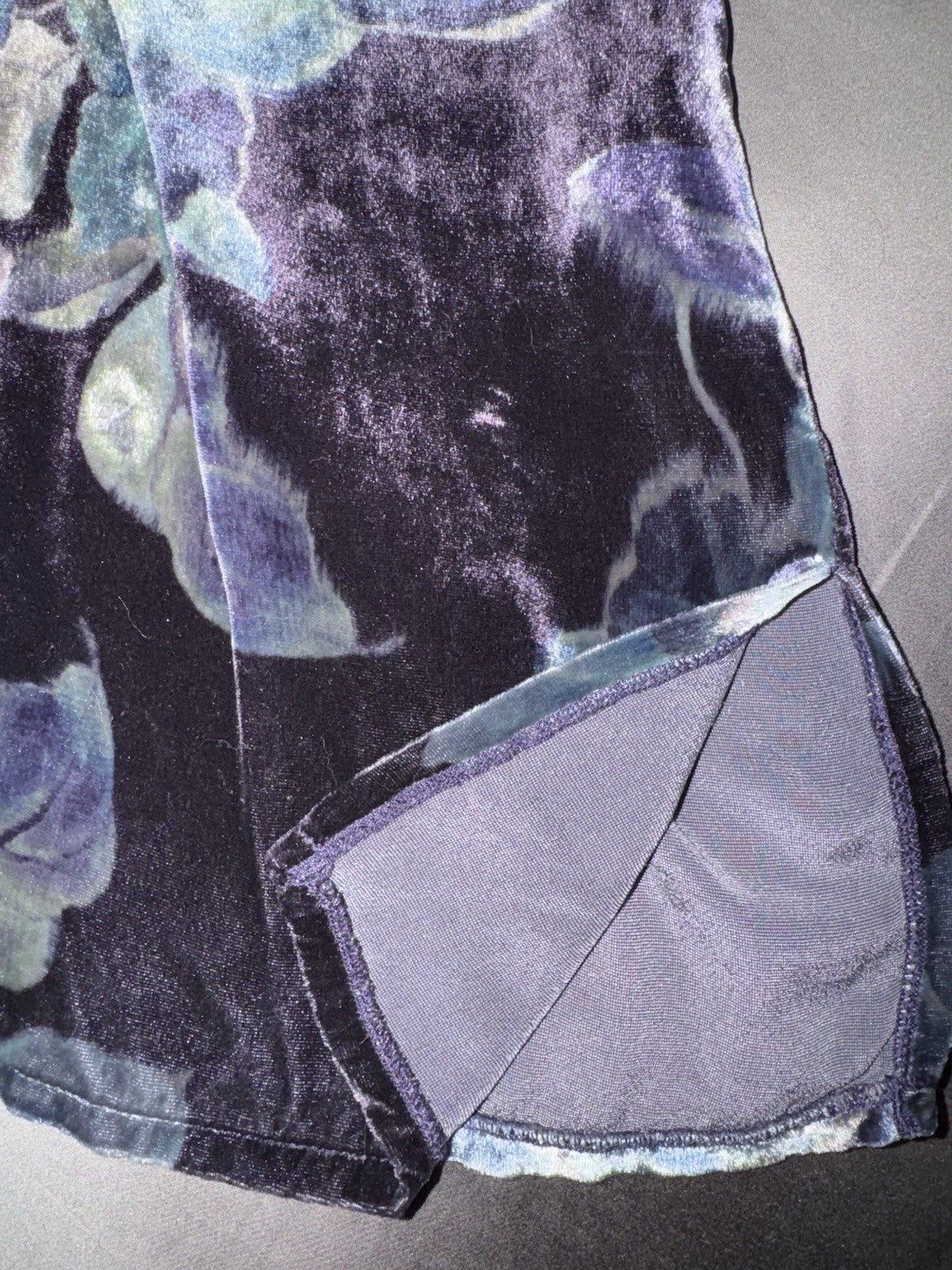 Johnny Was L Large Blue Velvet Peasant Blouse Shirt Tunic Top BOHO Roses Johnny Was