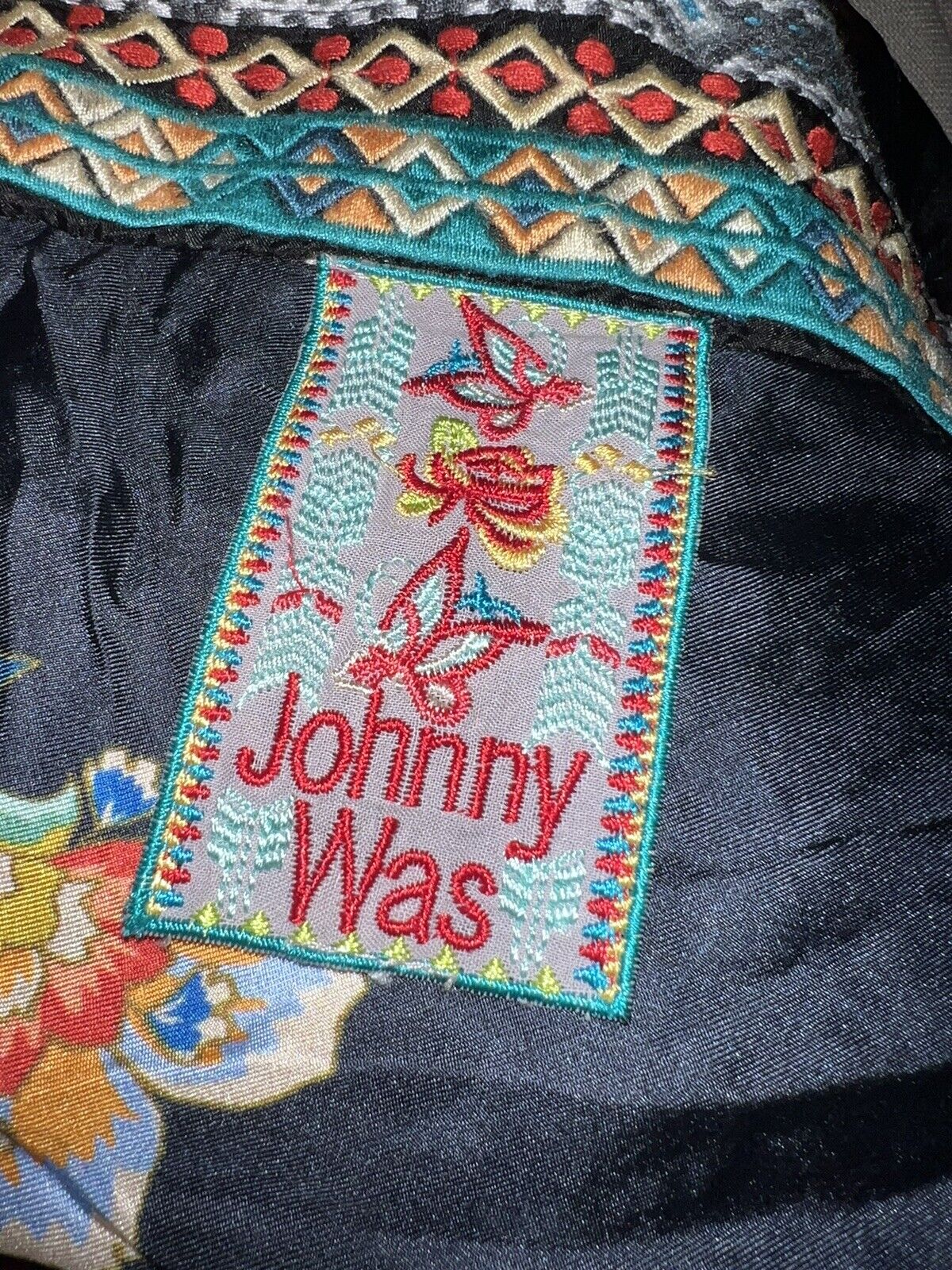 Johnny Was Velvet & Silk Kimono Wrap Sz L Large Jewel Tone Floral REVERSIBLE