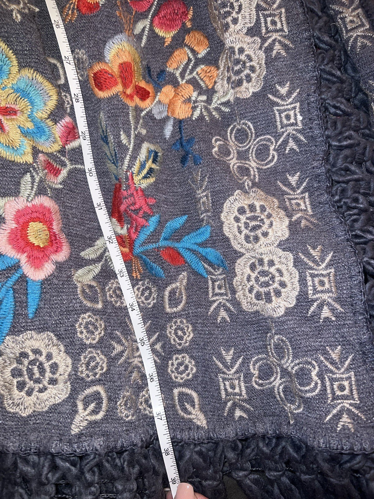 Johnny Was M Sweater Hoodie Coat Jacket Wrap Pockets Fringe Embroidered Johnny Was