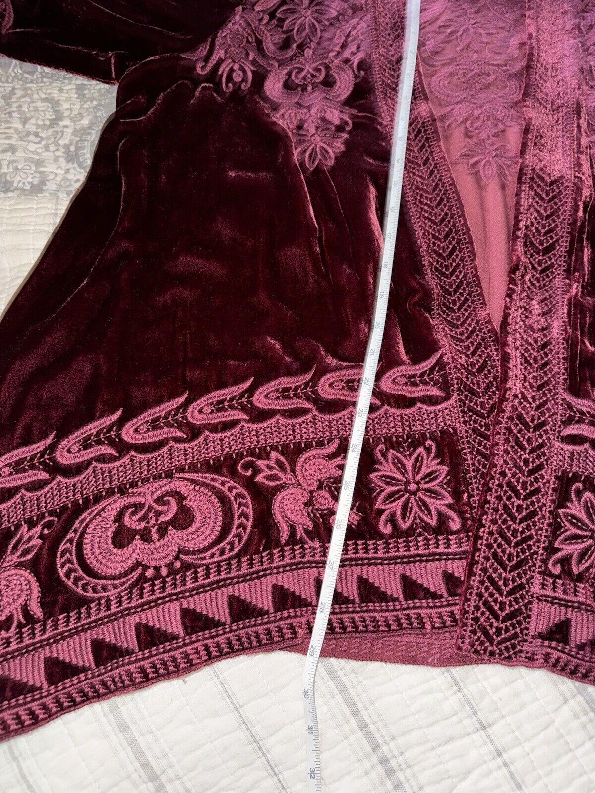 Johnny Was Burgandy Wine Velvet & Embroidered Top Kimono Wrap XL 1X 1XL