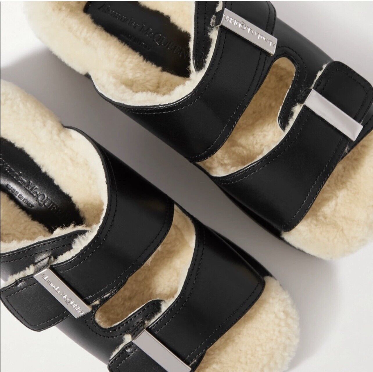 Alexander McQueen Shearling Lined Hybrid Slide  sz  43  US 10 Retail $730