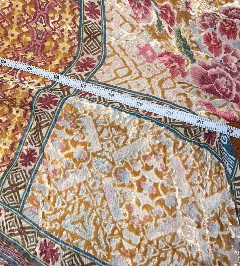 Johnny Was Burnout Silk & Velvet Patchwork Pattern Tunic Top Sz M Medium Johnny Was