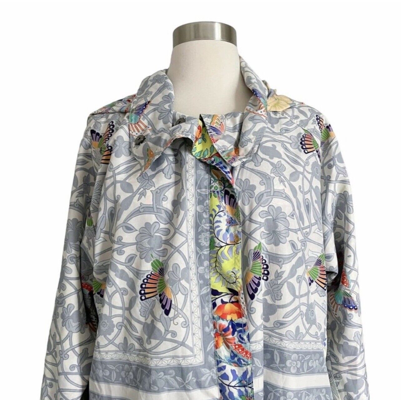 Johnny Was Reversible Raincoat Sz M Medium Rain Jacket Coat Wrap Kimono