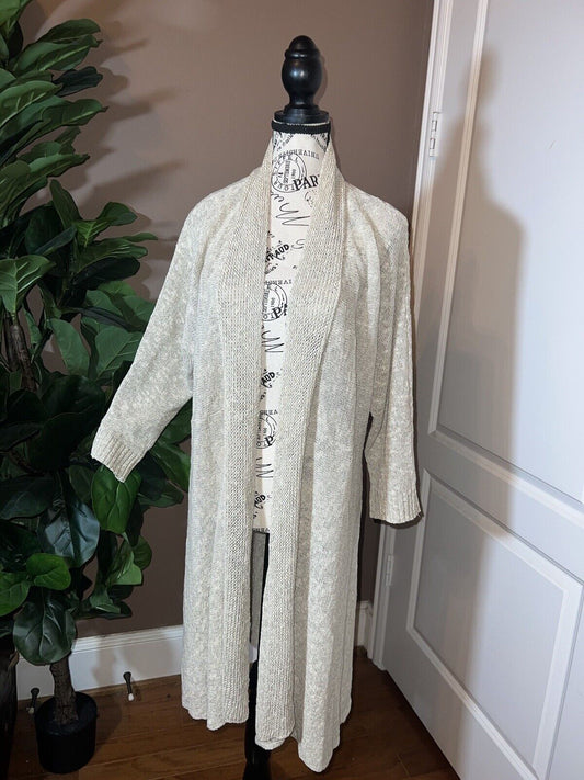 Eileen Fisher XL Natural Linen Color Cardigan Sweater Kimono