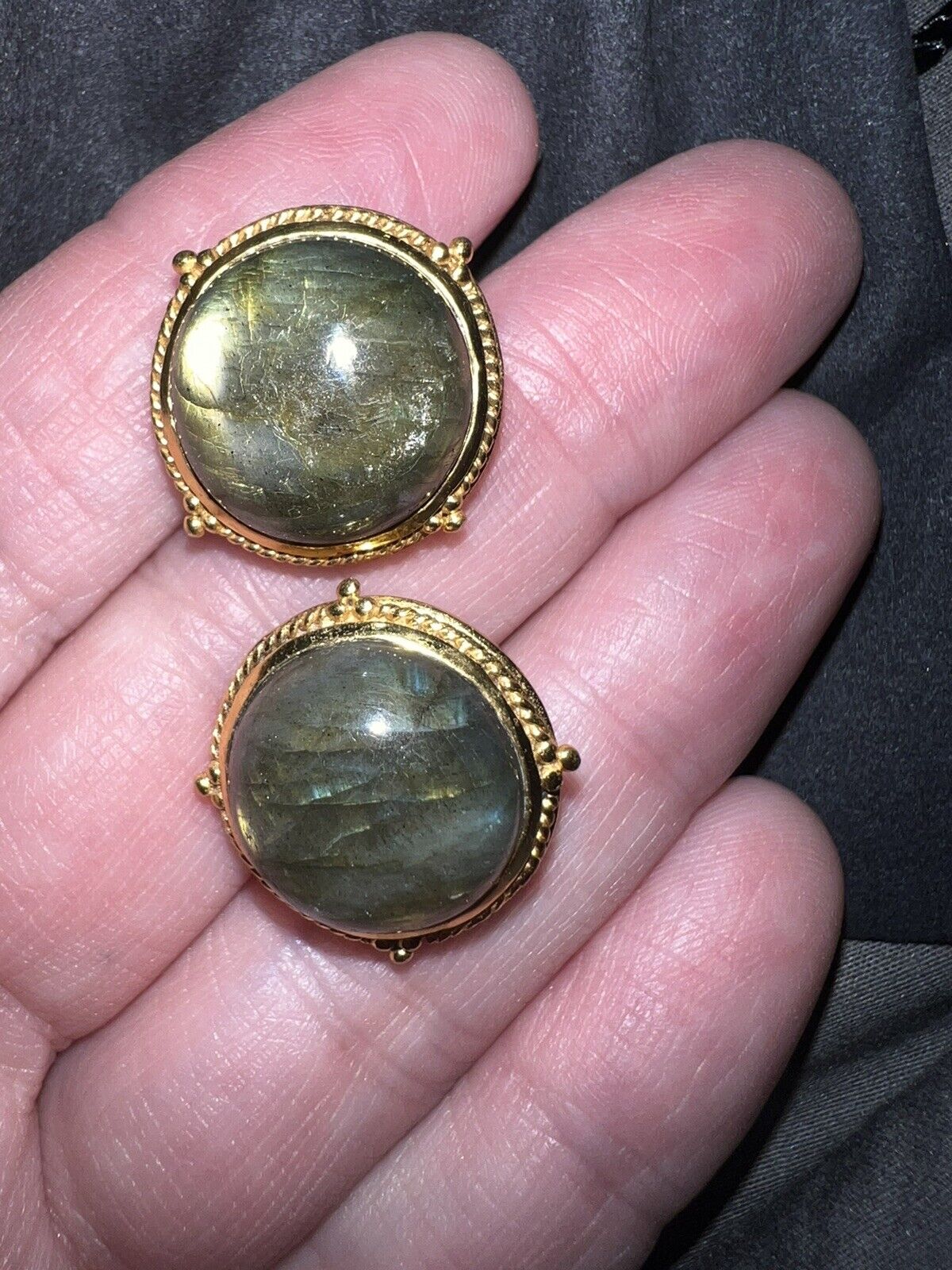 RESERVED Julie Vos Labradorite And 24k Plated Gold Statement Earrings Wow