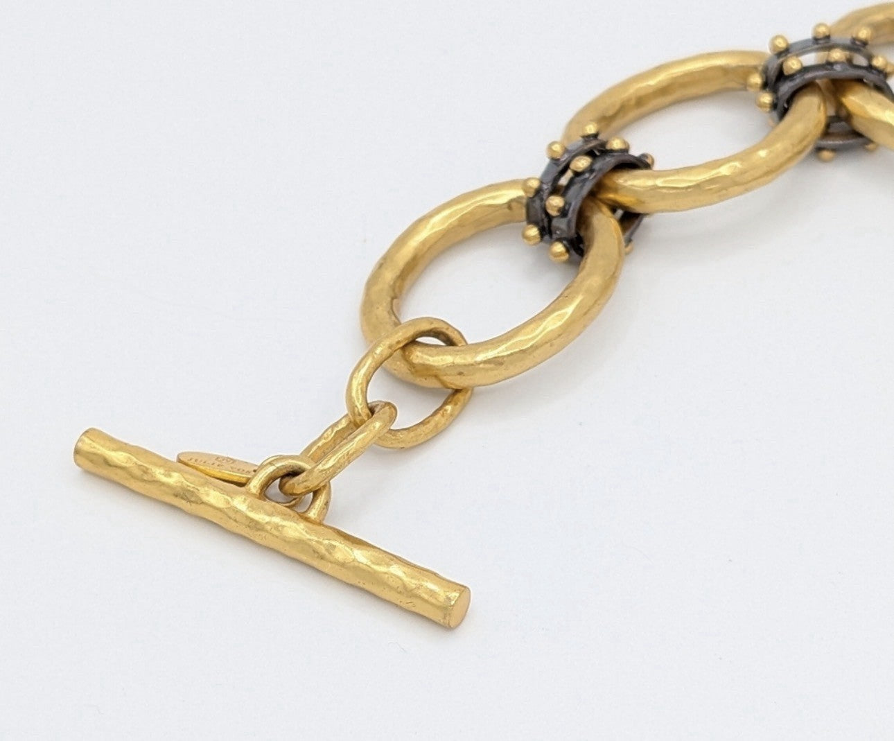 Julie Vos Soho 2 Tone 24k Gold Plated Toggle Chain Link Bracelet  8.5” Julie Vos