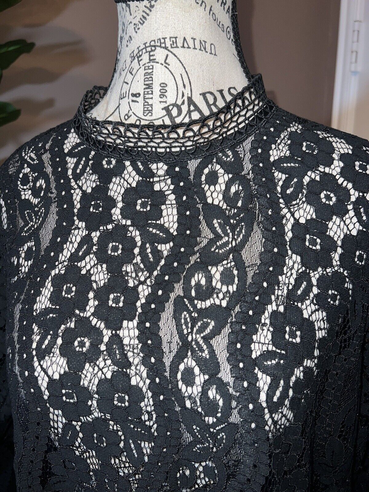 Johnny Was Sz XL Black See Through Lace Tunic Elegant & Classic