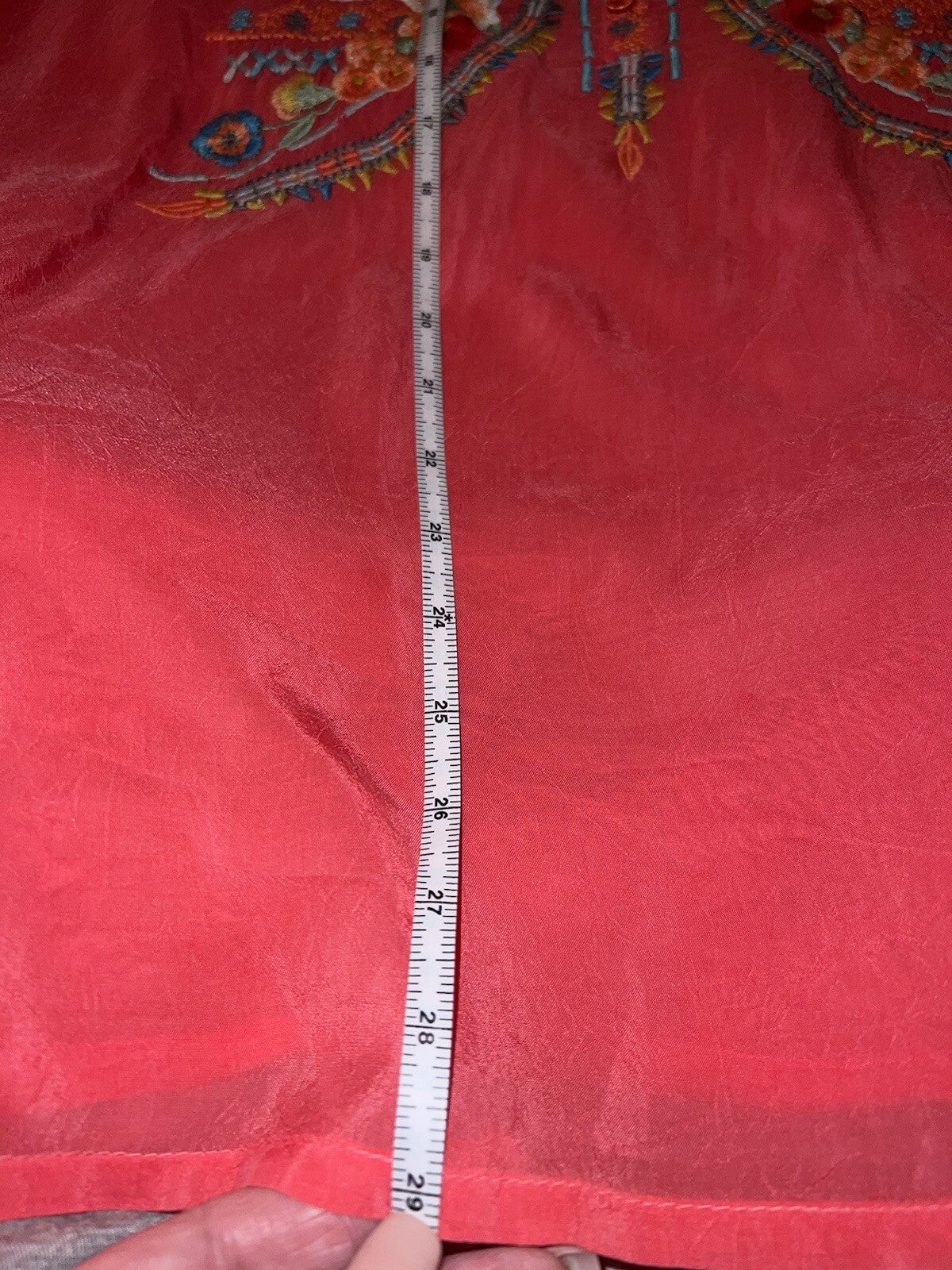 Johnny Was Sz XL Silky Soft Cool Pink Tunic Top Blouse Lightweight Embroidery Johnny Was