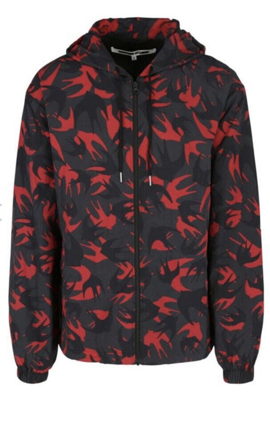 48 Alexander McQueen MCQ Red & Black Swallow Parka Jacket Hoodie Coat $620