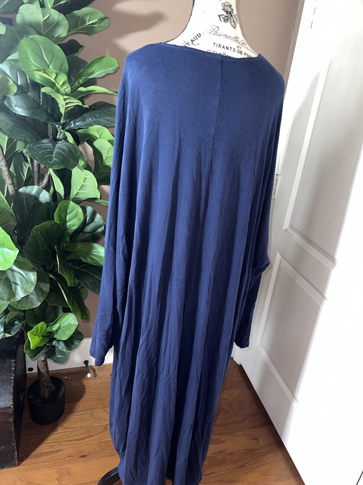 Bryn Walker Dark Blue Dolman Sleeve Maxi Dress Batwing 2X 2XL XXL MSRP $198