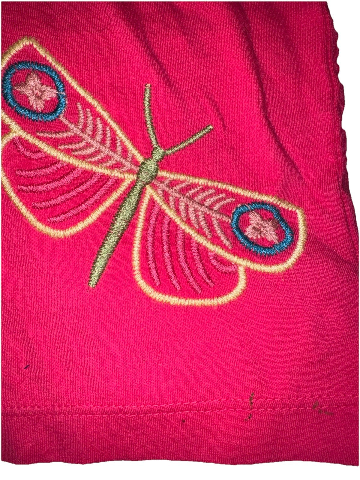 Johnny Was S Small Pink Cap Sleeve Tee T-Shirt Embroidered Bohemian *FLAWS* READ Johnny Was