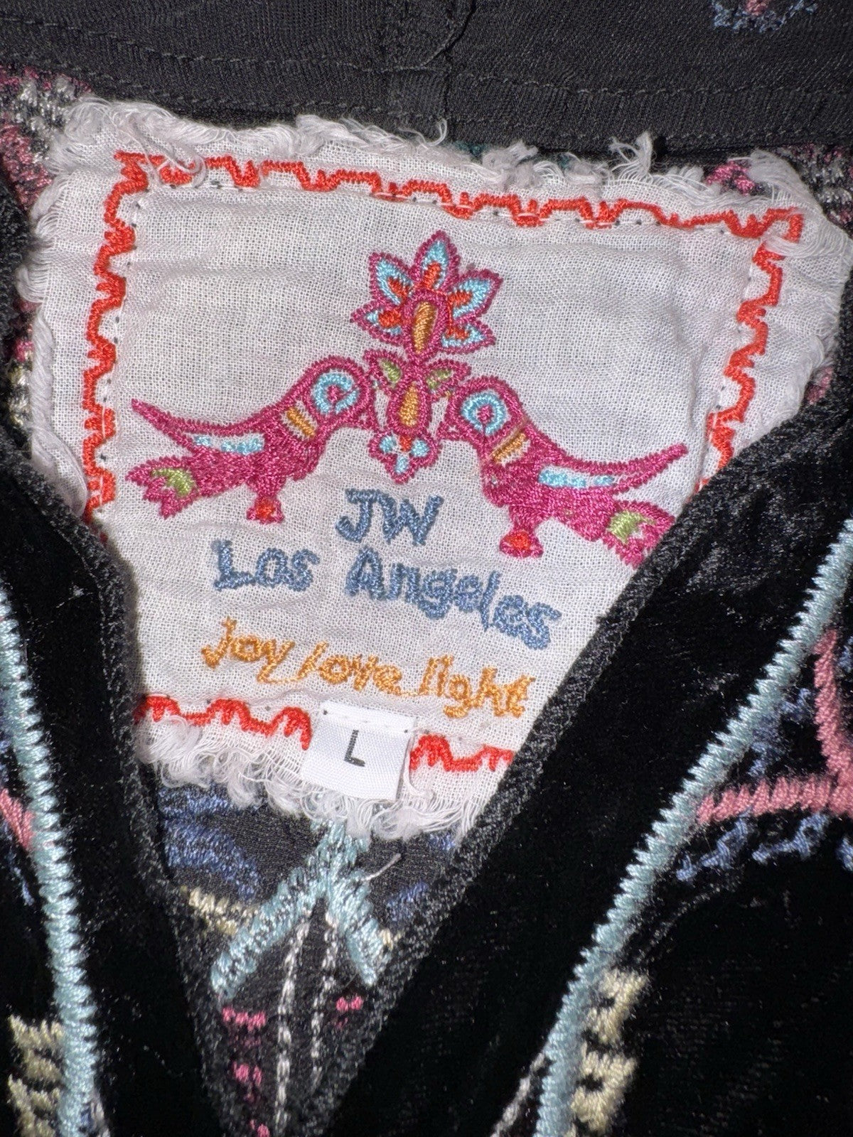 Johnny Was Black Velvet L Kimono Wrap Duster Jacket Coat Cardigan Aztec Luxury Johnny Was