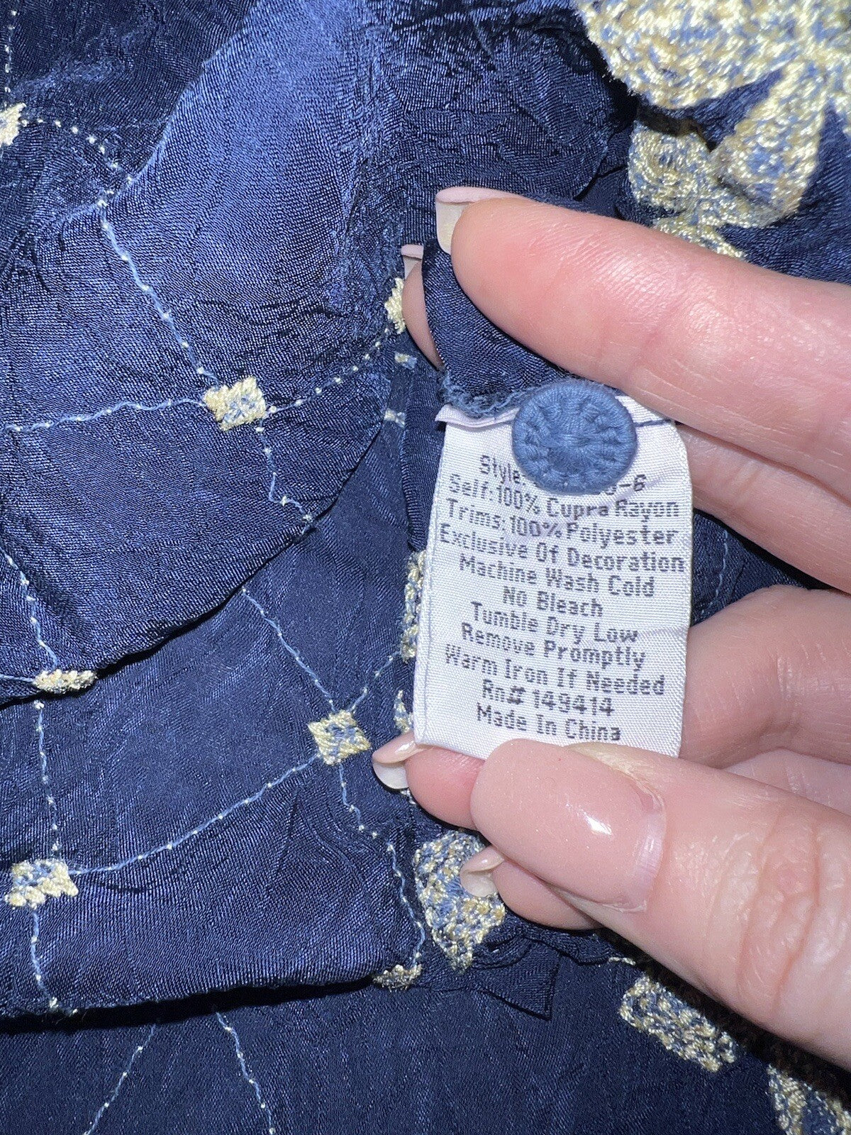 EuC Johnny Was L Large Blue Embroidered Tunic Top Mini Dress Floral RETIRED Johnny Was