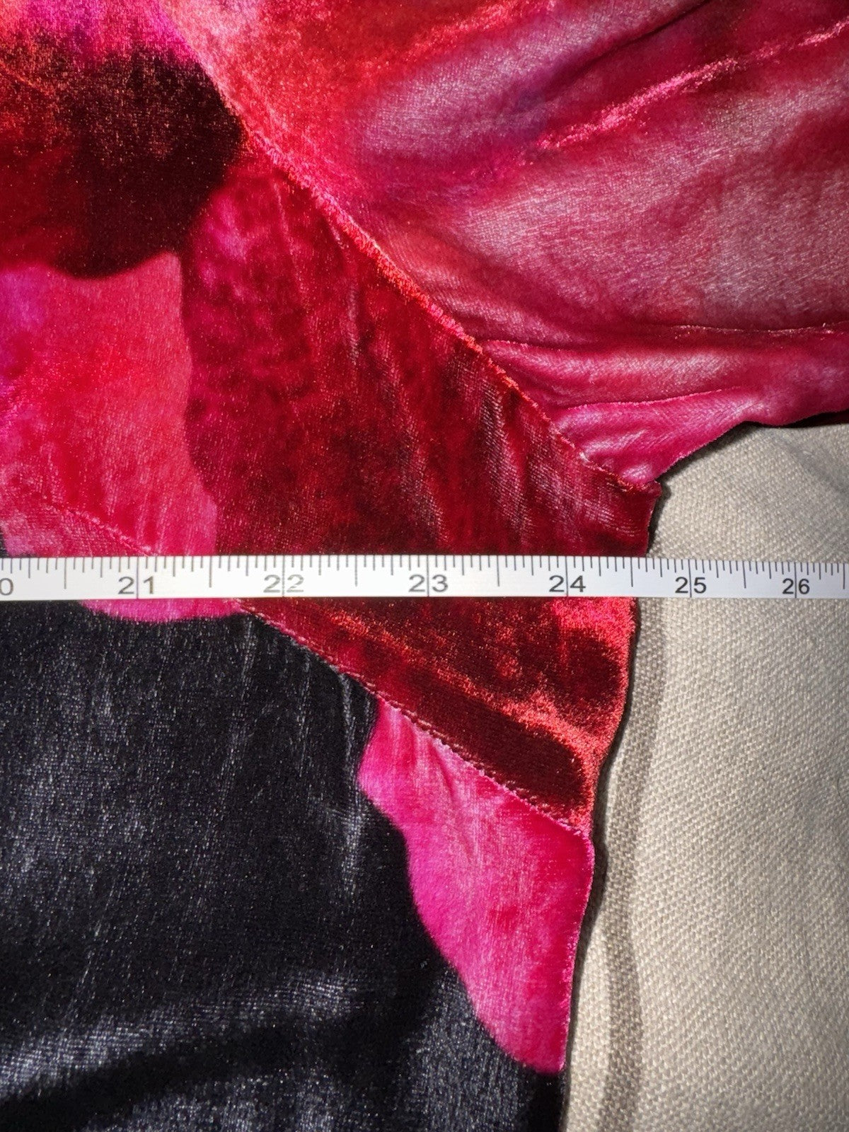 Johnny Was XXL Plus Velvet Shift Mini Dress Red Black  & Pink BOHO Floral Johnny Was