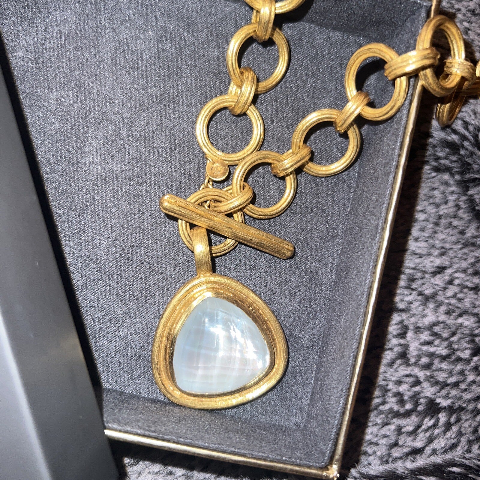 Julie Vos Iridescent Clear & 24k Gold Plate Toggle Statement Necklace Julie Vos