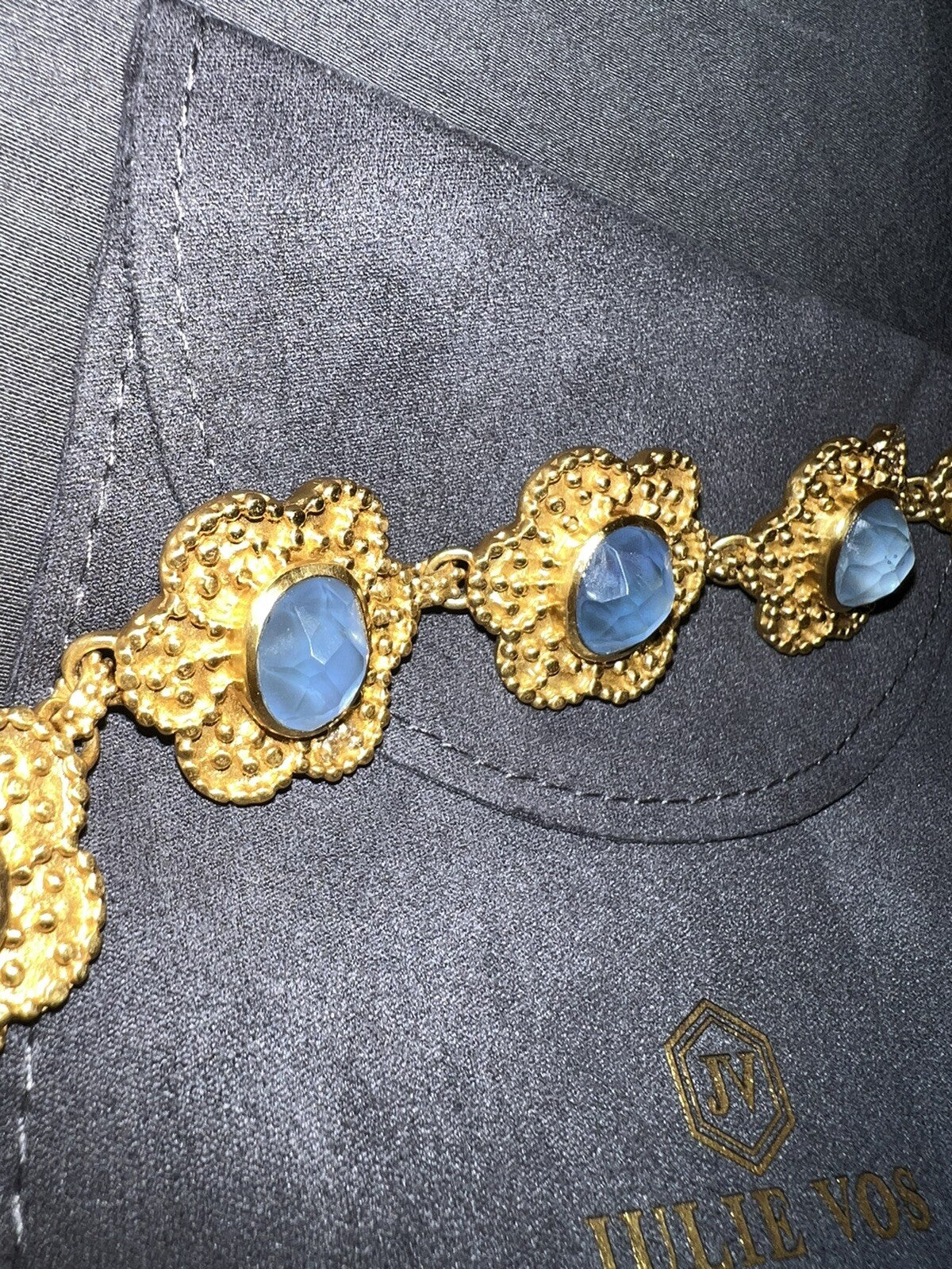 Julie Vos Chalcedony Blue Iridescent Colette Flower Link Toggle Bracelet Julie Vos