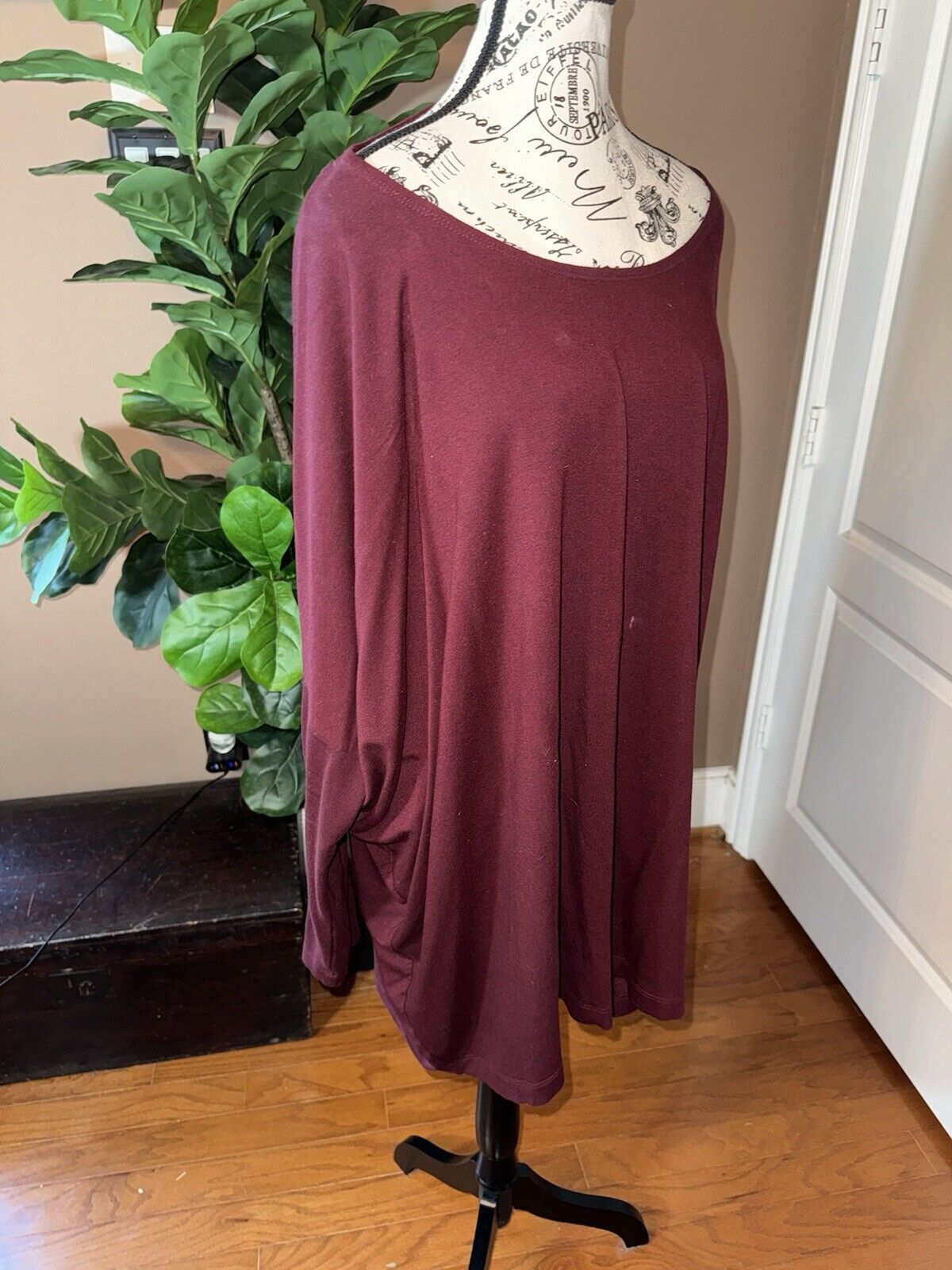 Bryn Walker Maroon Wine Red Dolman Sleeve Maxi Top Batwing 3X 3XL MSRP$198