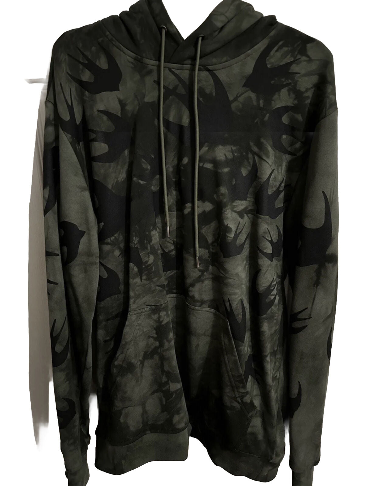 McQ Alexander McQueen Green Tie-Dye Swallows Hoodie Sweatshirt Swarm NWOT $440