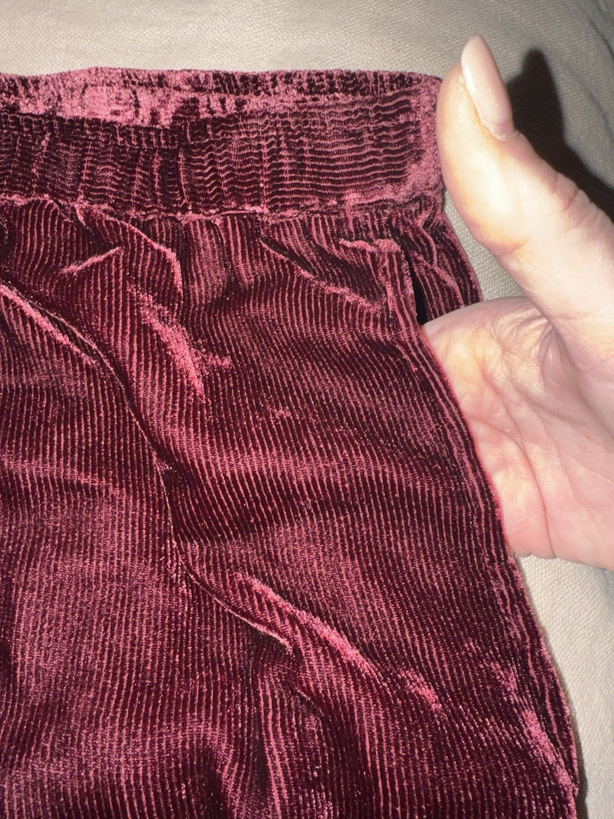 Johnny Was XL Berry Red CorduroyVelvet Pants Stretch Waist Pull On $298 Ret Johnny Was