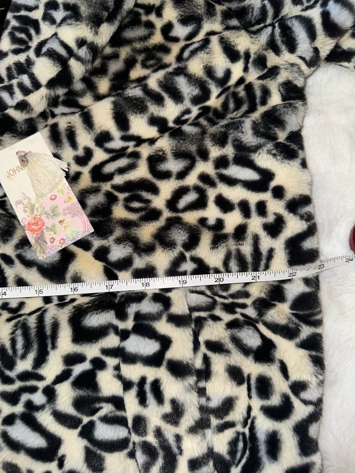 Johnny Was S Soft Blue & White Leopard Faux Fur Coat Jacket Wrap Silk Lining Johnny Was