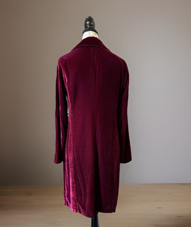 Johnny Was M Medium Red Velvet Tailored Coat Jacket Wrap Dressy & Classic Style Johnny Was