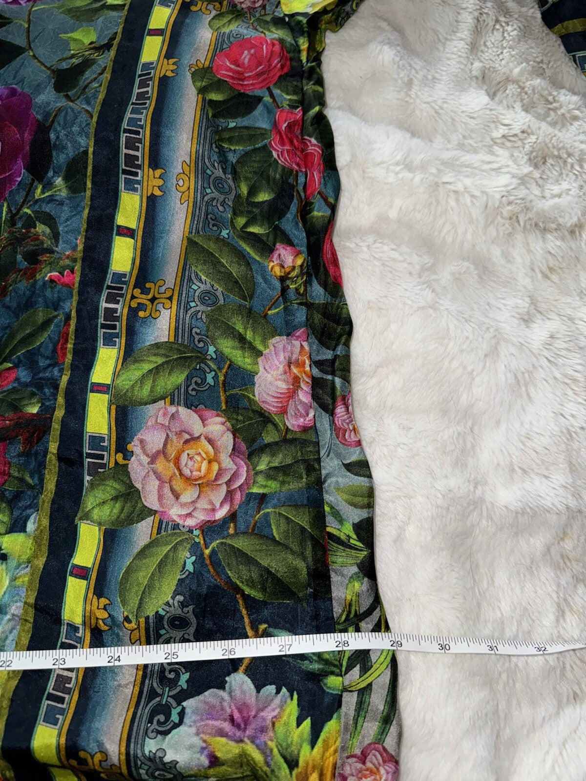 Johnny Was XL 100% Silk Mini Shirt Dress Button Up Tunic Top  Roses Blue Johnny Was