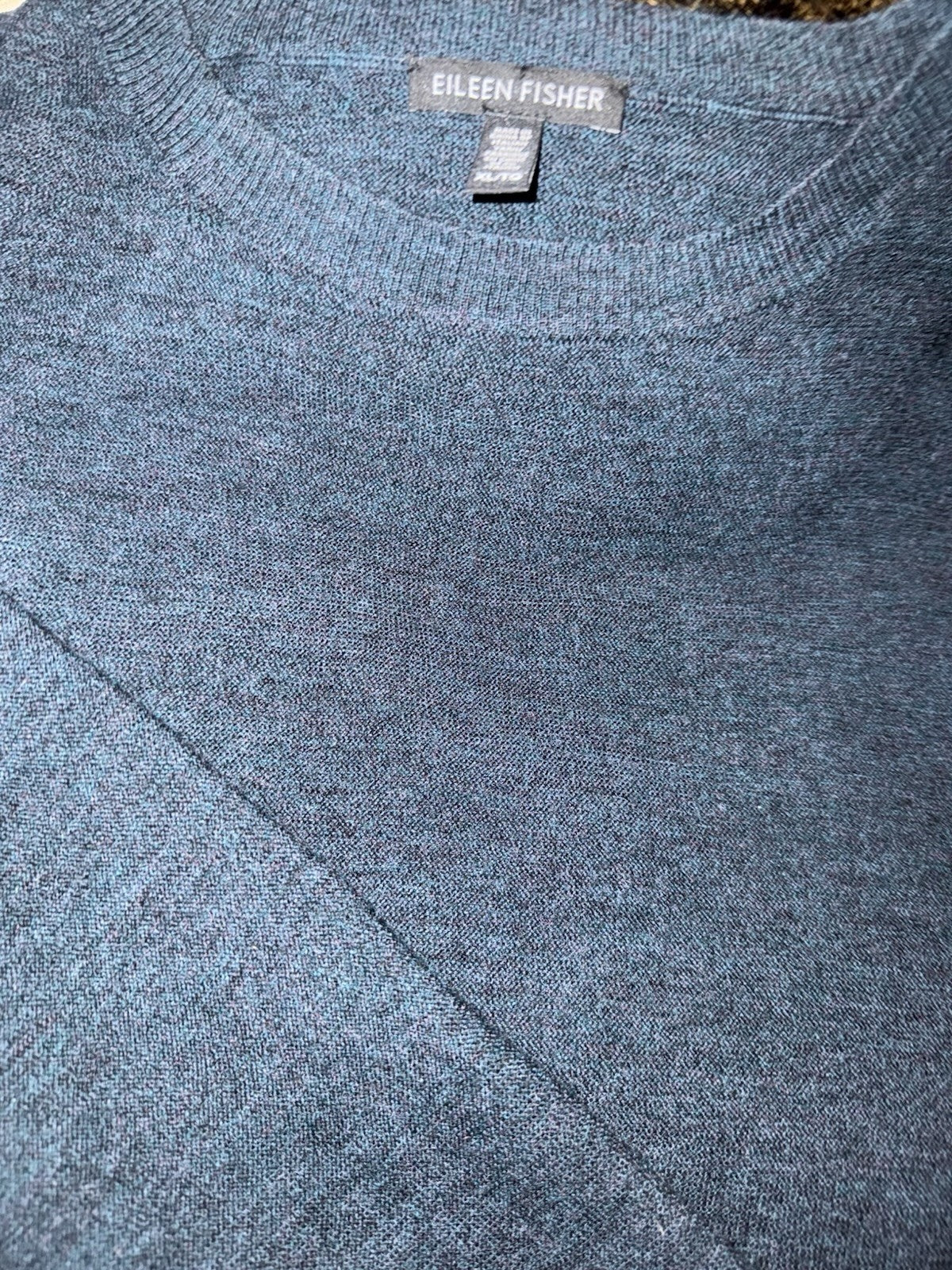 Eileen Fisher XL Navy Blue Sweater Merino Wool Soft & Lightweight Cool Top Eileen Fisher