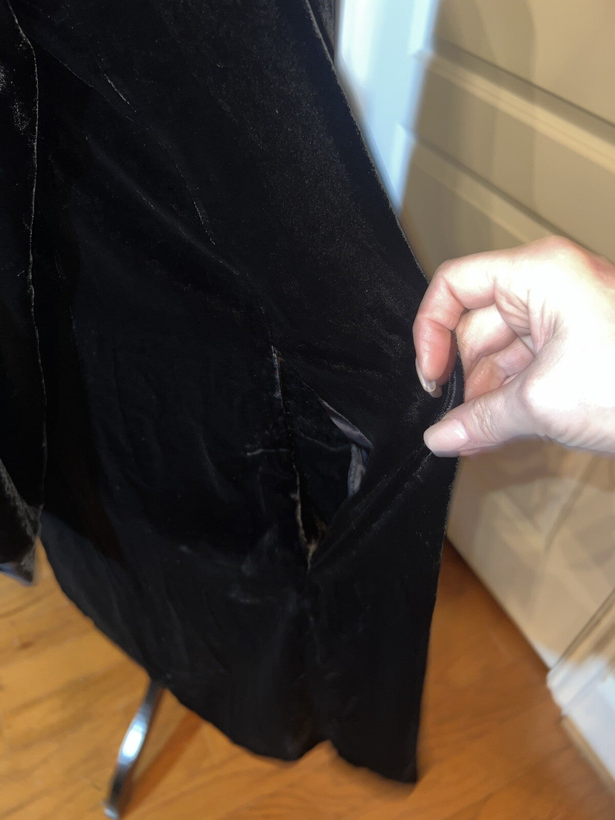 Eileen Fisher Black Velvet MIDI Dress Beautifully Soft Sz M  MSRP $398 Eileen Fisher