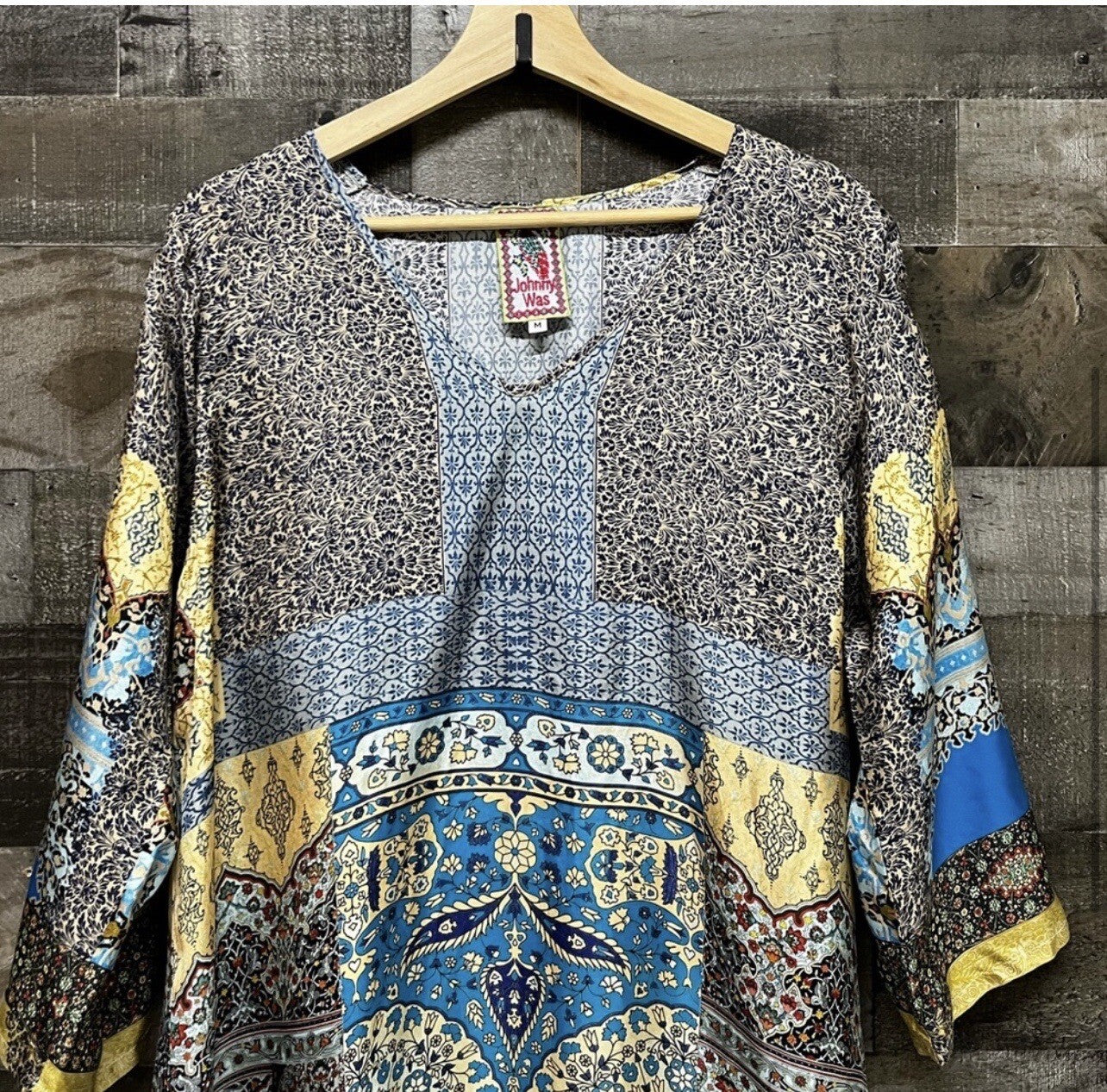 Johnny Was 100% Silk Tunic Top Blouse Or Mini Dress Sz M Medium Beautiful Cond Johnny Was