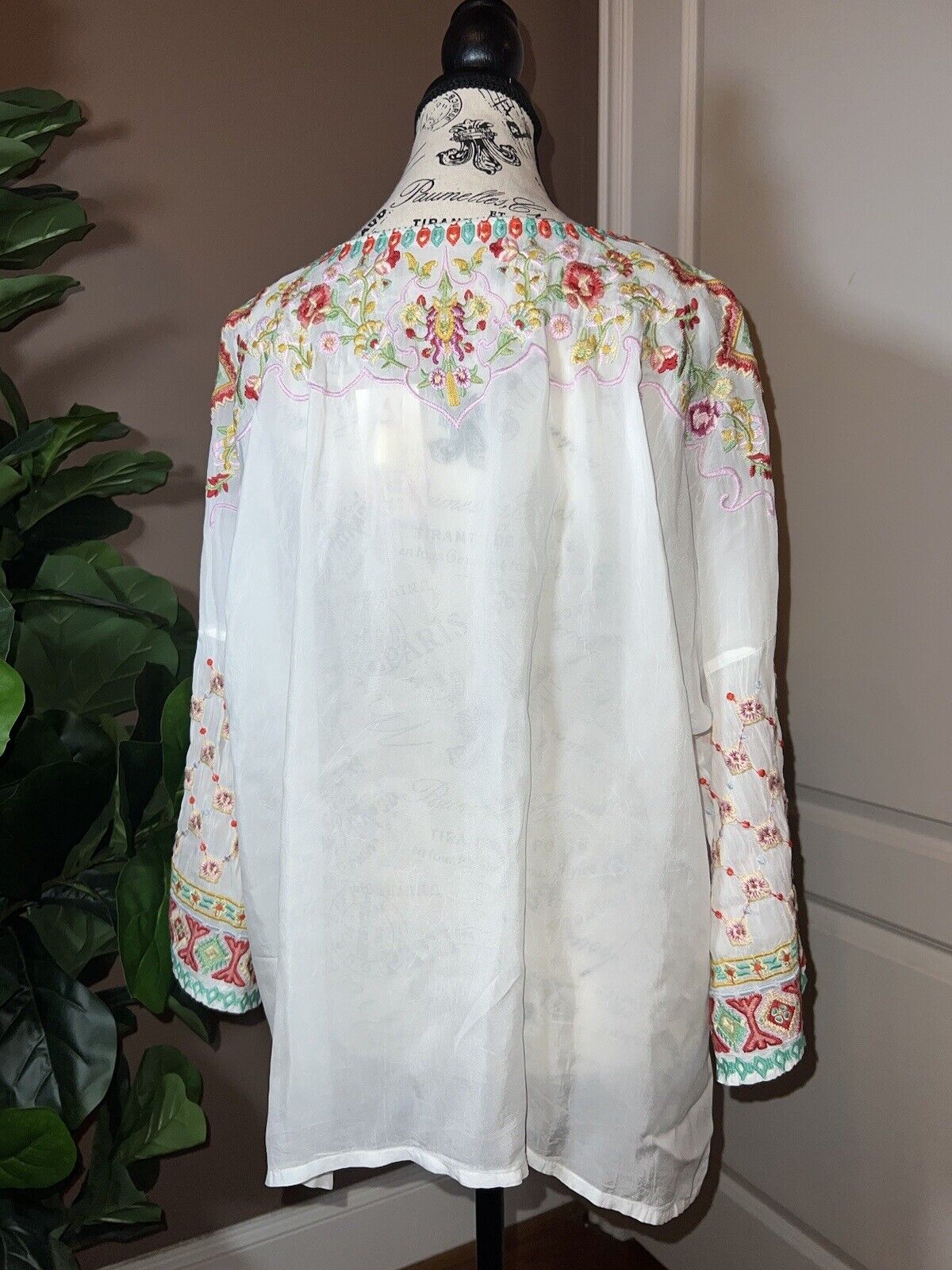 Johnny Was Heavily Embroidered Tunic Sz XXL (2X 2XL) SPRING EASTER