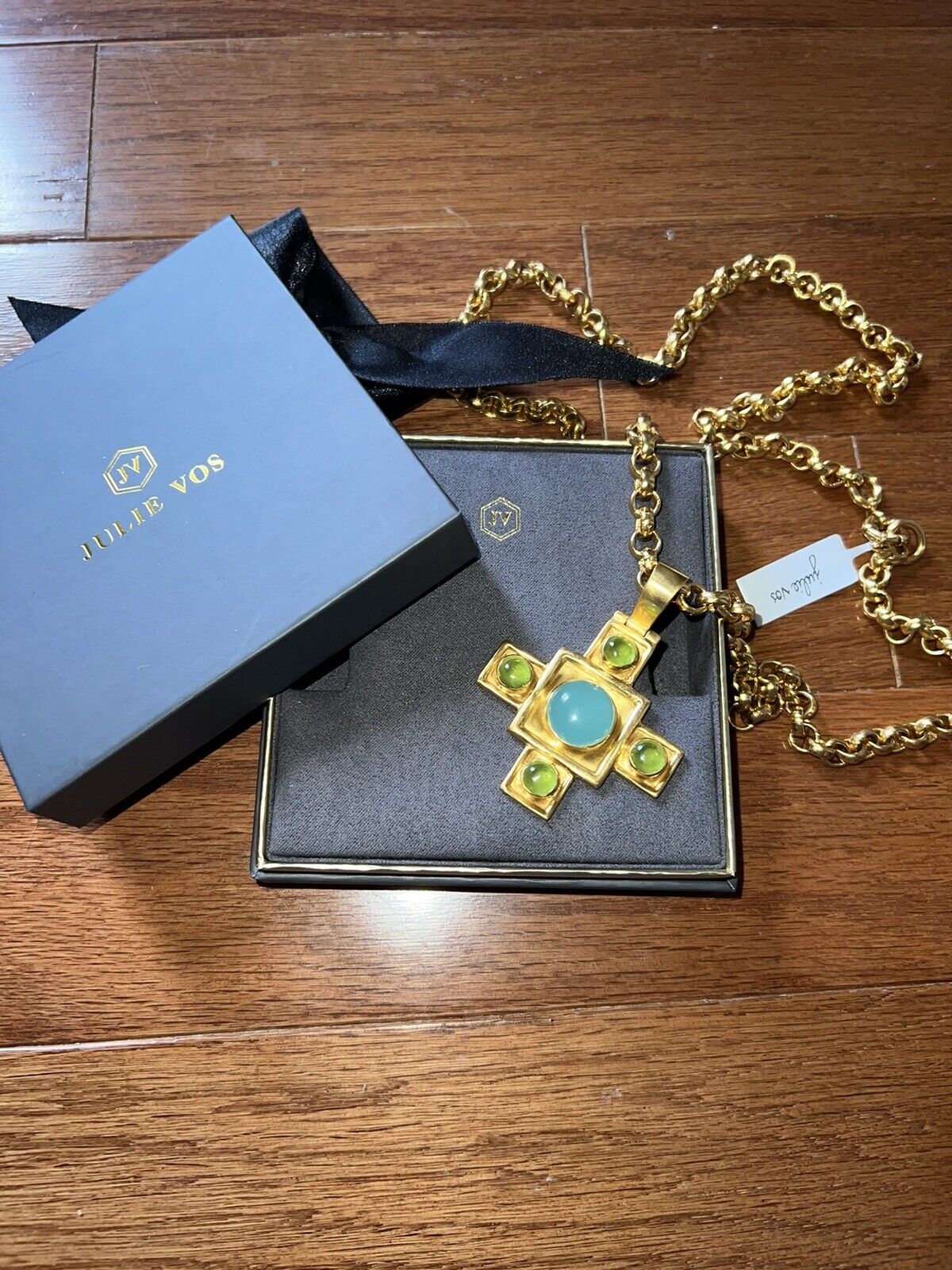 Julie Vos Large Statement Cross Necklace & Pendant W/ Heavy Gold Chain