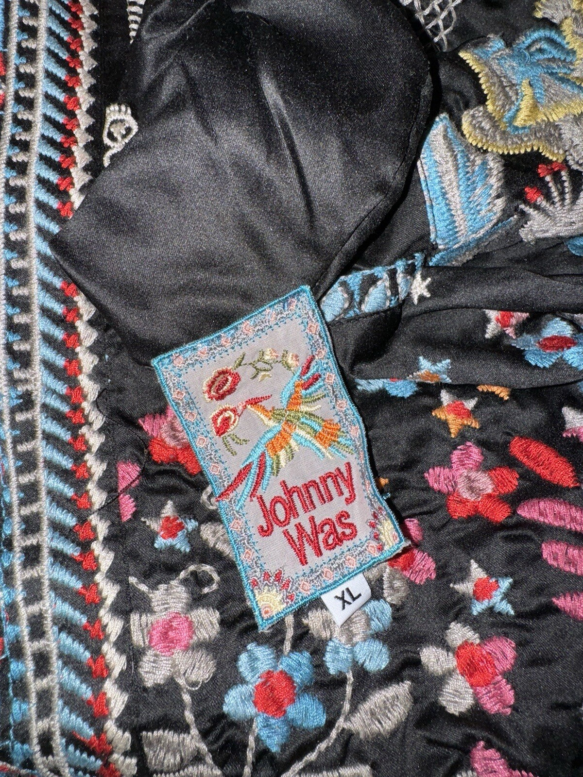 Johnny Was XL 1X Reversible KIMONO Jacket Coat Wrap Duster Embroidery STUNNING Johnny Was