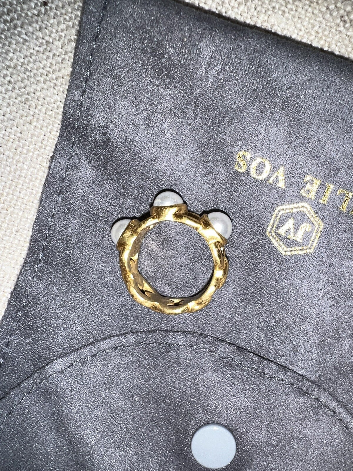 Julie Vos 3 Pearl Ring 24k Gold Plate Sz 7 Beautiful Julie Vos