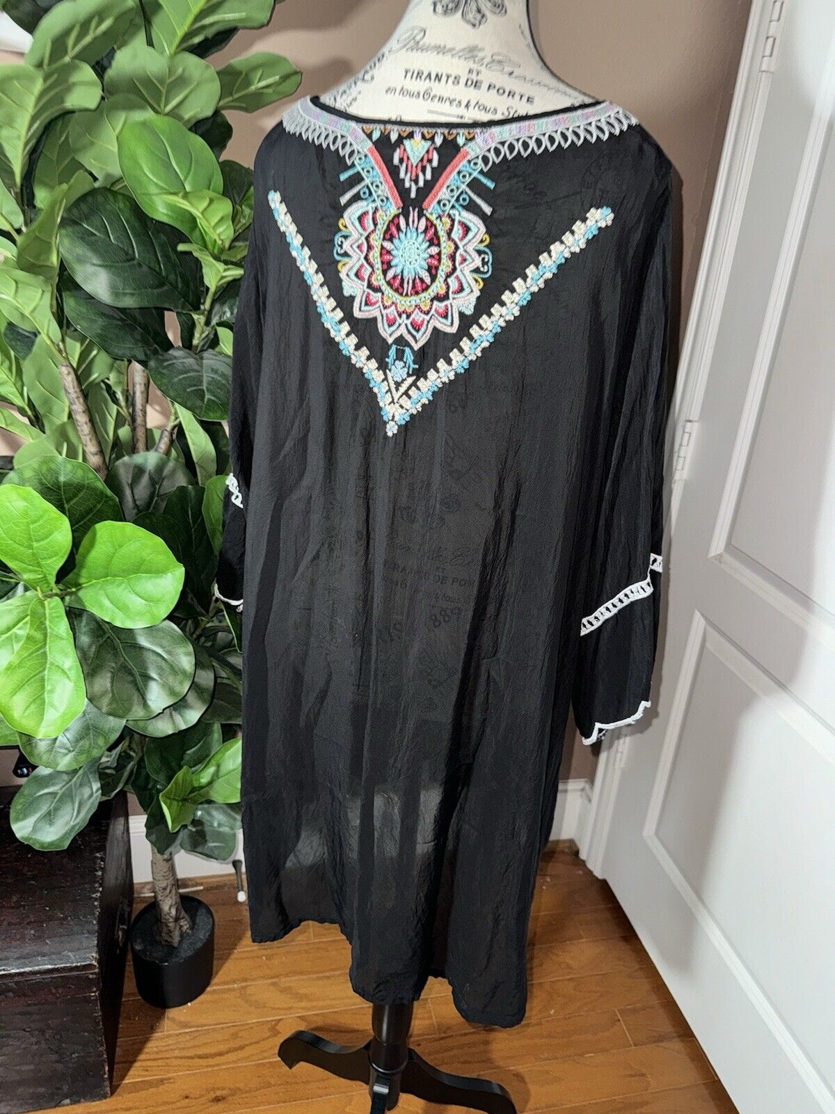 Johnny Was 3x 3XL Tunic Top Black Mini Dress Embroidery Excellent Condition