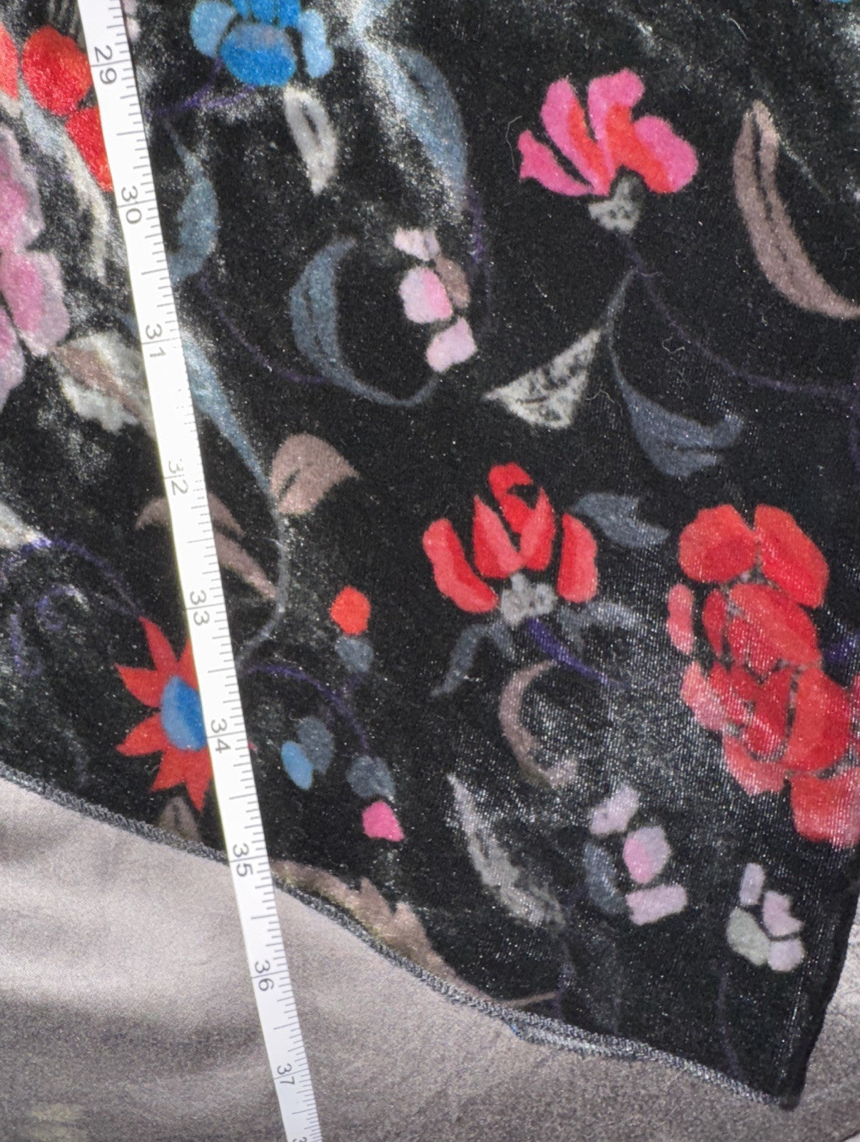 Johnny Was Black & Red Velvet L Kimono Wrap Jacket Duster Bohemian Rose LUX Johnny Was