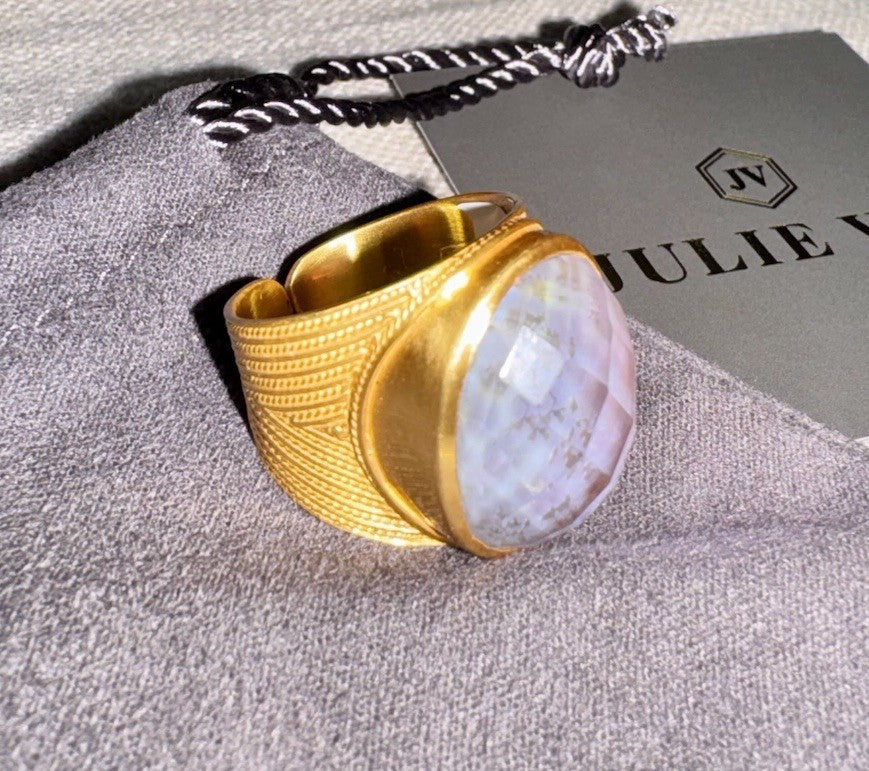 Julie Vos 8 Iridescent Heather Lavender Statement Ring ADJUSTABLE 24K Plated Julie Vos