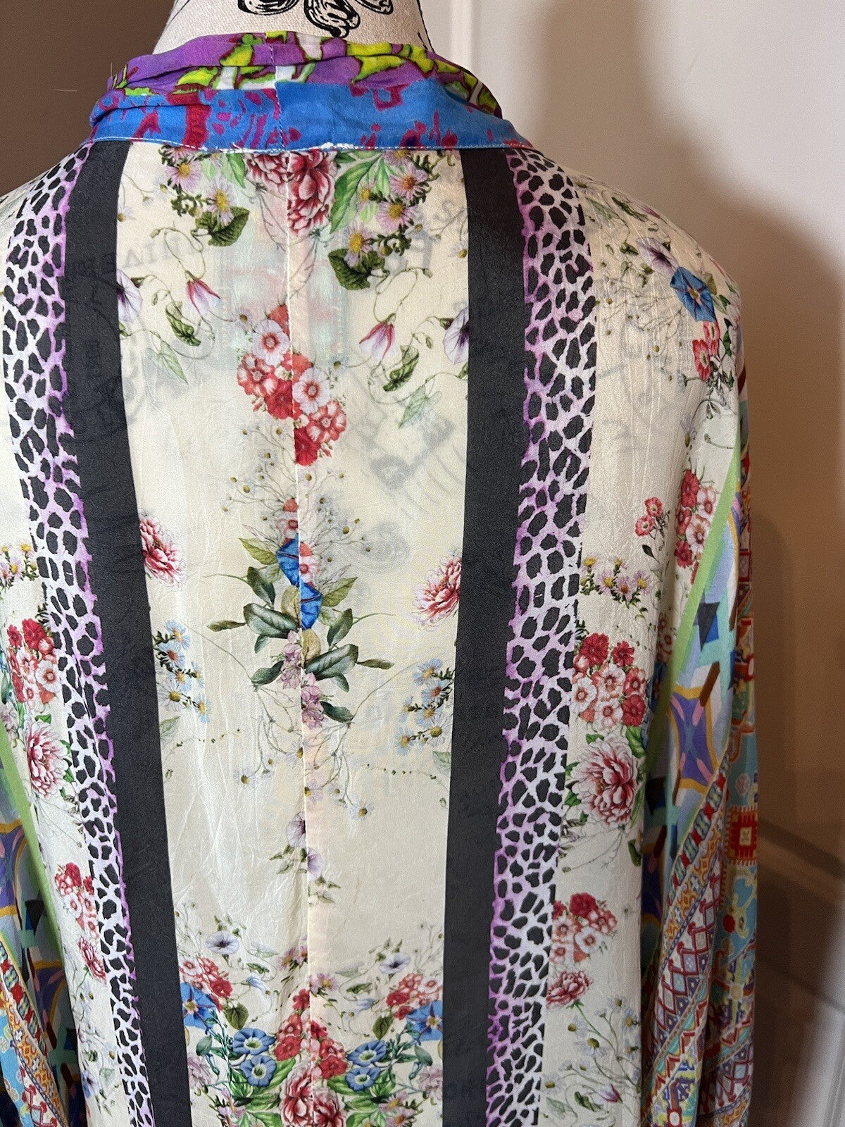 Johnny Was 2X Silky Kimono Jacket Floral W/ Belt Lavender Pink Lightweight Cool Johnny Was