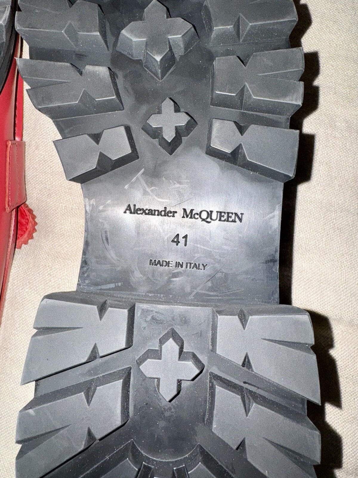 Alexander McQueen Wander Women's Red Leather Platform Loafer Shoes IT 41 / US 11 Alexander McQueen